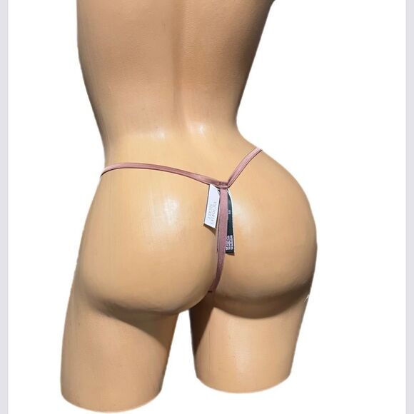 Victorias Secret Very Sexy Floral Appliqué Sheer Mesh V String Panty mauve - Picture 3 of 3